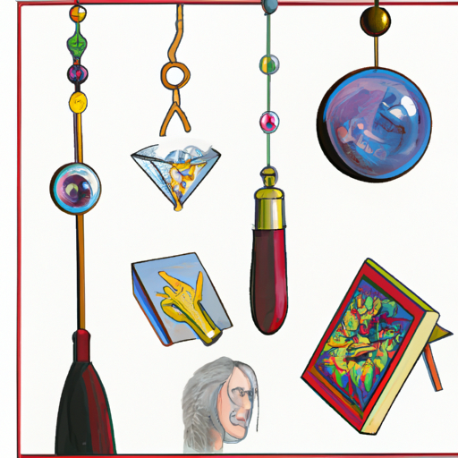 תמונה המתארת כלים מנטליסטים שונים כמו קלפי טארוט, מטוטלות וכדורי בדולח